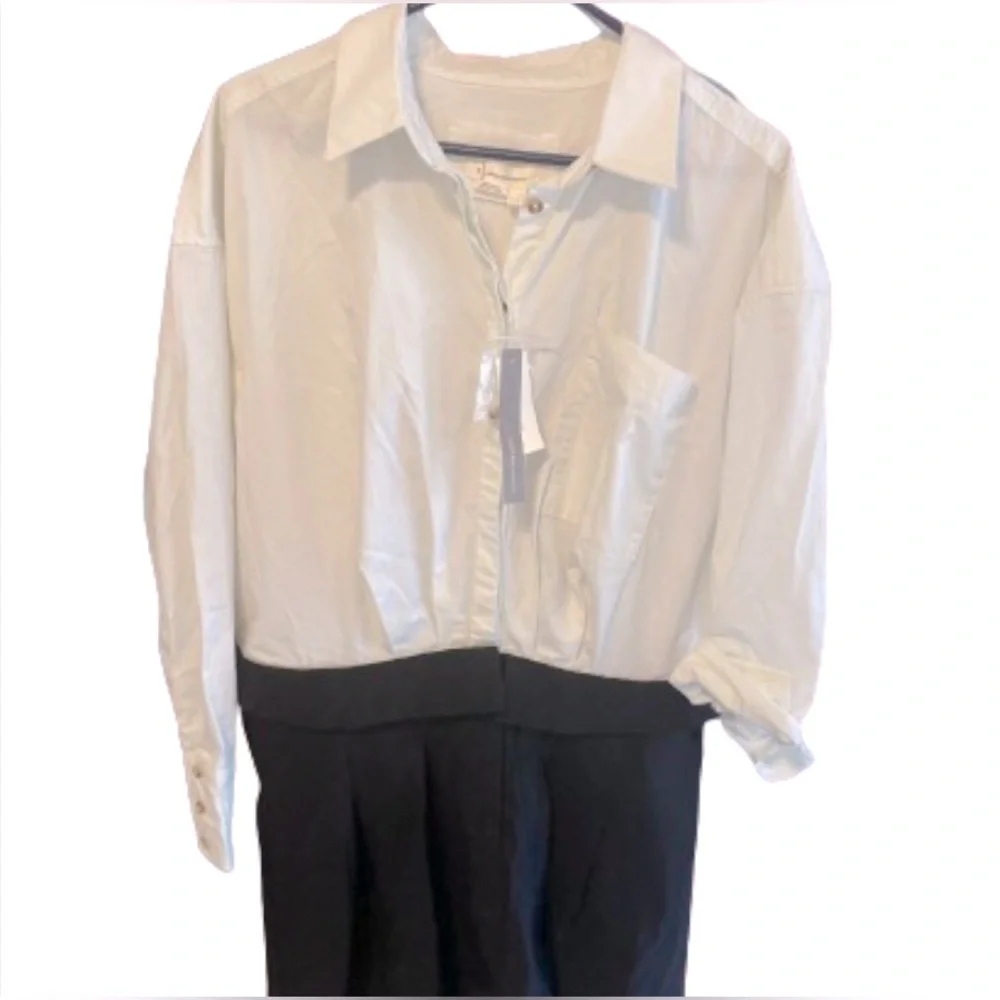Anthropologie Women's White And Black  Buttondown Shirt Dress NWT! - Picture 4 of 9